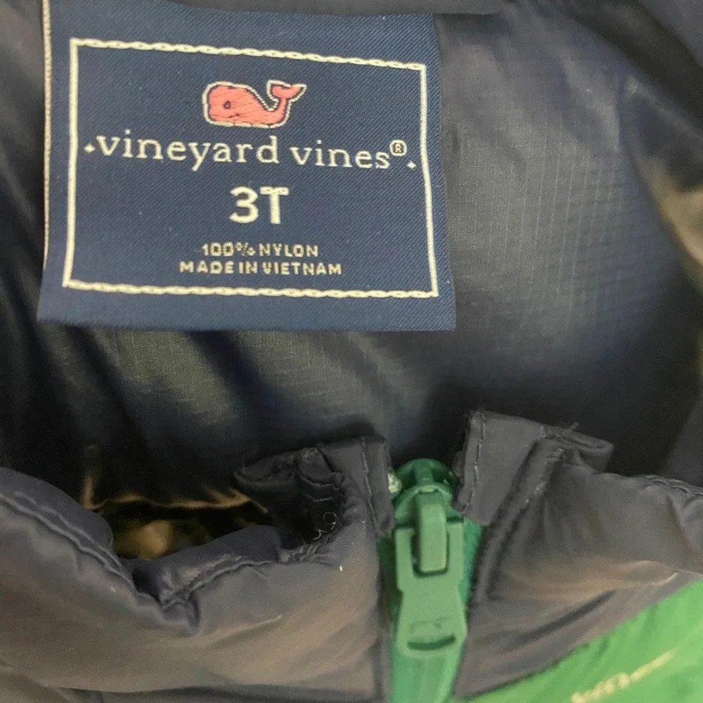 Vineyard Vines Colorblock Puffer Vest Unisex Kids 3T Lightweight Quilted Zip